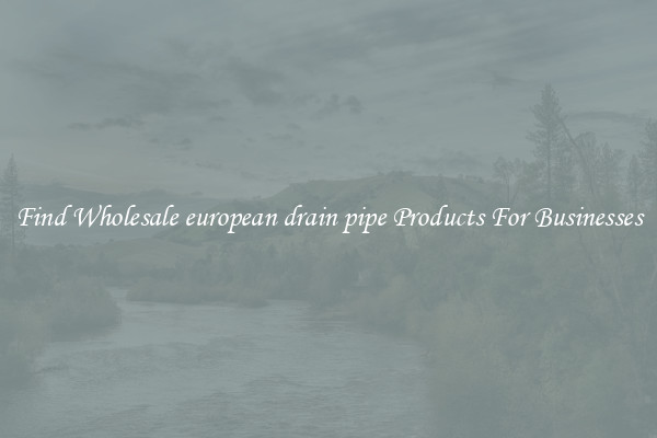 Find Wholesale european drain pipe Products For Businesses