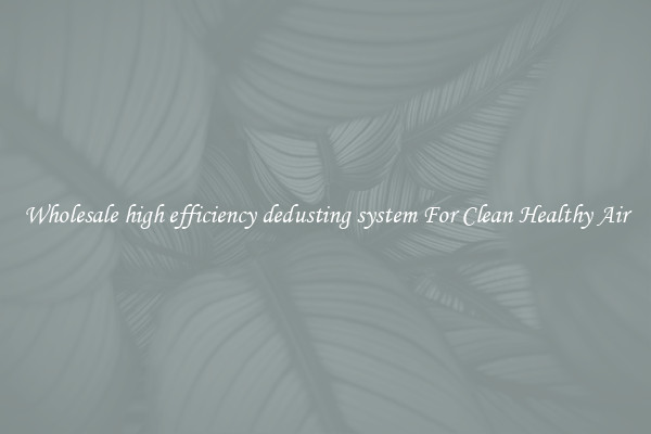 Wholesale high efficiency dedusting system For Clean Healthy Air
